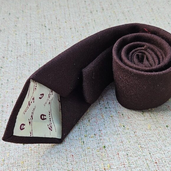 Vintage Etienne Aigner Men Ties Dark Brown Clasic Necktie - Picture 9 of 10